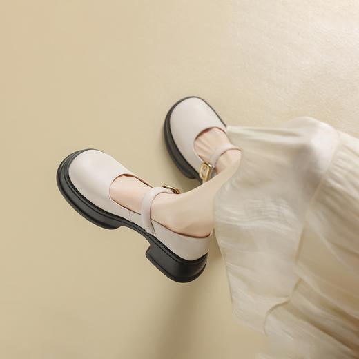 ZHR乐福鞋女2024春季新款百搭厚底休闲时尚学院风魔术贴粗跟浅口玛丽珍 商品图3