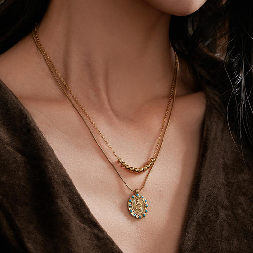 Manreya玛芮雅“魅力绮境”绿松石双层叠戴项链复古中古vintage新年礼物 商品图8