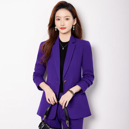 【上衣+裤子】罗蒙女士套装简约干练职业面试工作装西装两件套女 商品图3