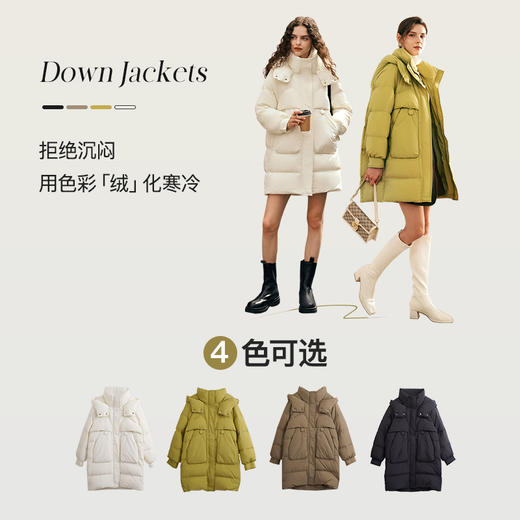 OLrain欧芮儿绿色中长款羽绒服女秋冬2024年新款时尚宽松显瘦棉服 商品图4