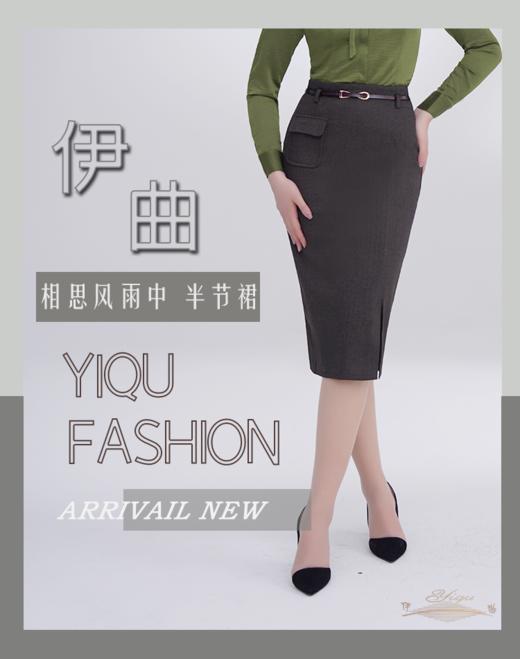 【特惠】YIQU|“相思风雨中”半节裙（深咖啡） 商品图2