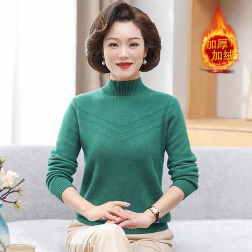 妈妈装冬装一体绒毛衣女中年女士，内搭保暖衣中老年加绒加厚打底衫YF-A880 商品图2