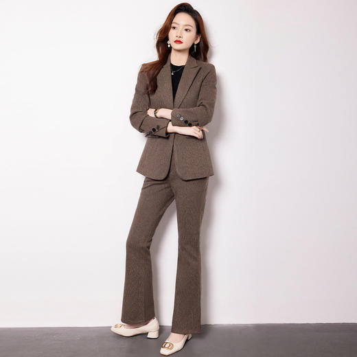 【上衣+裤子】罗蒙女士套装简约修身百搭通勤舒适西装职业两件套女 商品图4