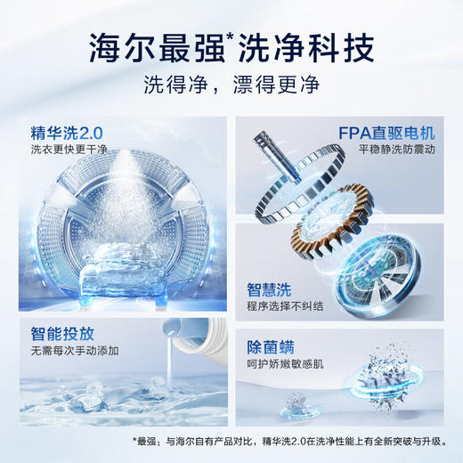 海尔（Haier）滚筒洗衣机全自动家用 直驱精华洗82 10公斤大容量 直驱防震动 纯平嵌入 智能投放 EG100MATE82S 商品图1