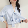 【知性优雅】罗蒙四季款女士长袖衬衫系带领结简约日常百搭清新衬衫女 商品缩略图8