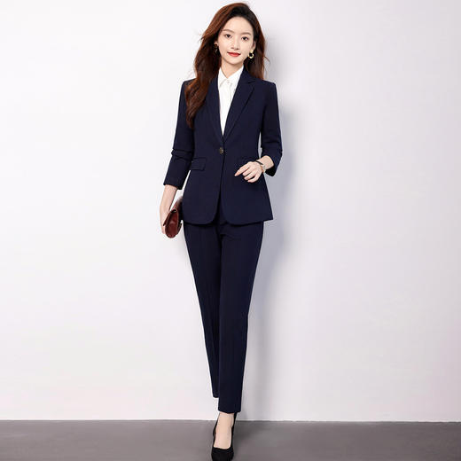 【上衣+裤子】罗蒙女士套装简约干练职业面试工作装西装两件套女 商品图4