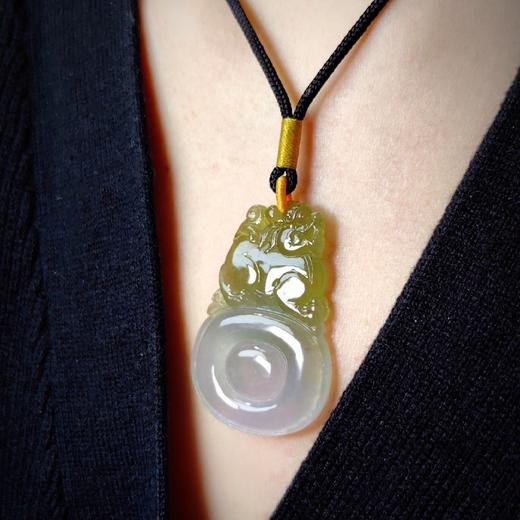 翡翠“貔貅招财进宝牌”挂件 商品图0