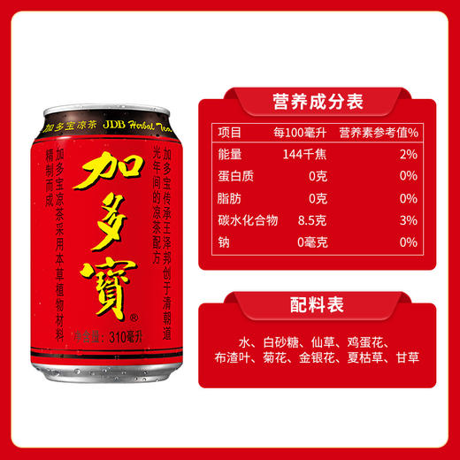 加多宝 凉茶饮料 310ml*12罐 包邮 新老包装随机发货 商品图2