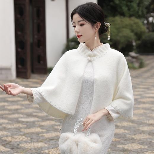 钉珠加厚斗篷复合蕾丝加绒气质百搭披肩SJT-20231123 商品图3