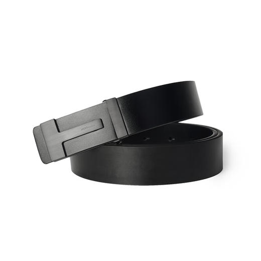 HIM漢崇 男士简约平滑扣皮带时尚潮流百搭商务职场工作黑色腰带 商品图4