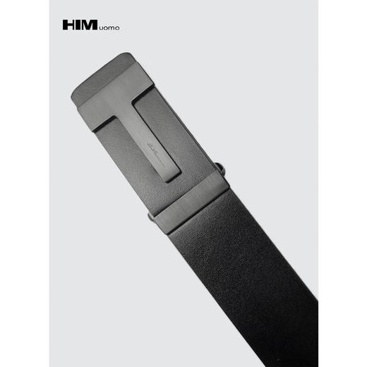 HIM漢崇 男士简约平滑扣皮带时尚潮流百搭商务职场工作黑色腰带 商品图3