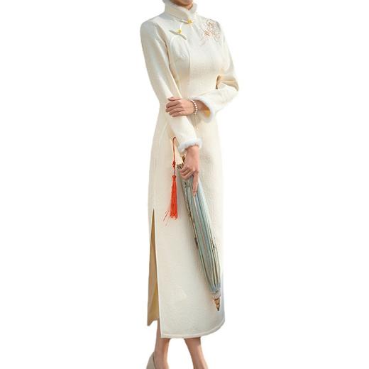 中式旗袍年轻款少女复古，名媛长款日常改良版连衣裙KK-MDL8080 商品图4