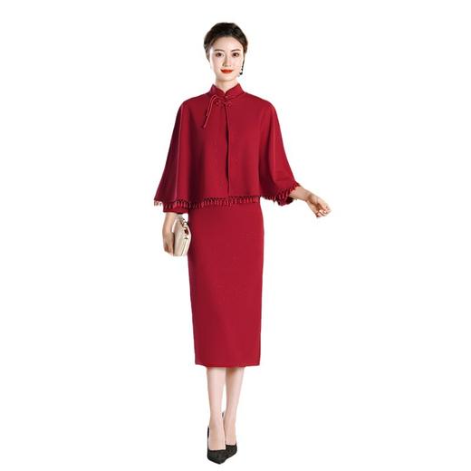 改良新中式喜妈妈婚宴针织披肩旗袍两件套GX-80984 商品图4