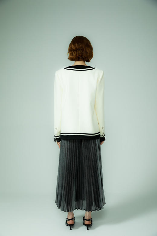 撞色圆领中长小香外套 商品图2