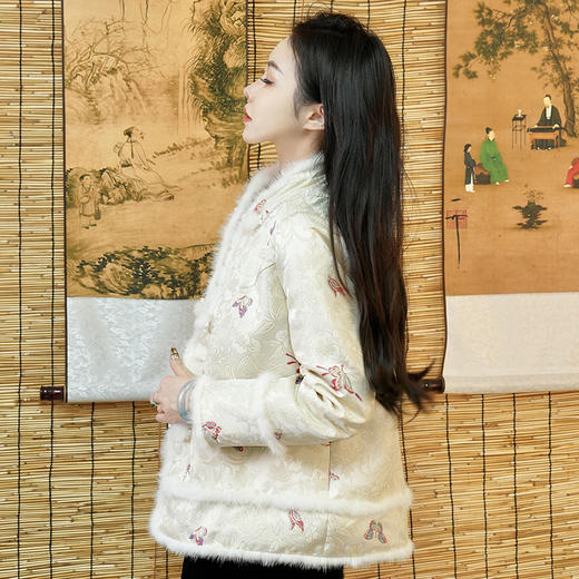 新中式棉服保暖服外套，冬季新款复古民族风重工刺绣毛领款上衣OG-9664 商品图2