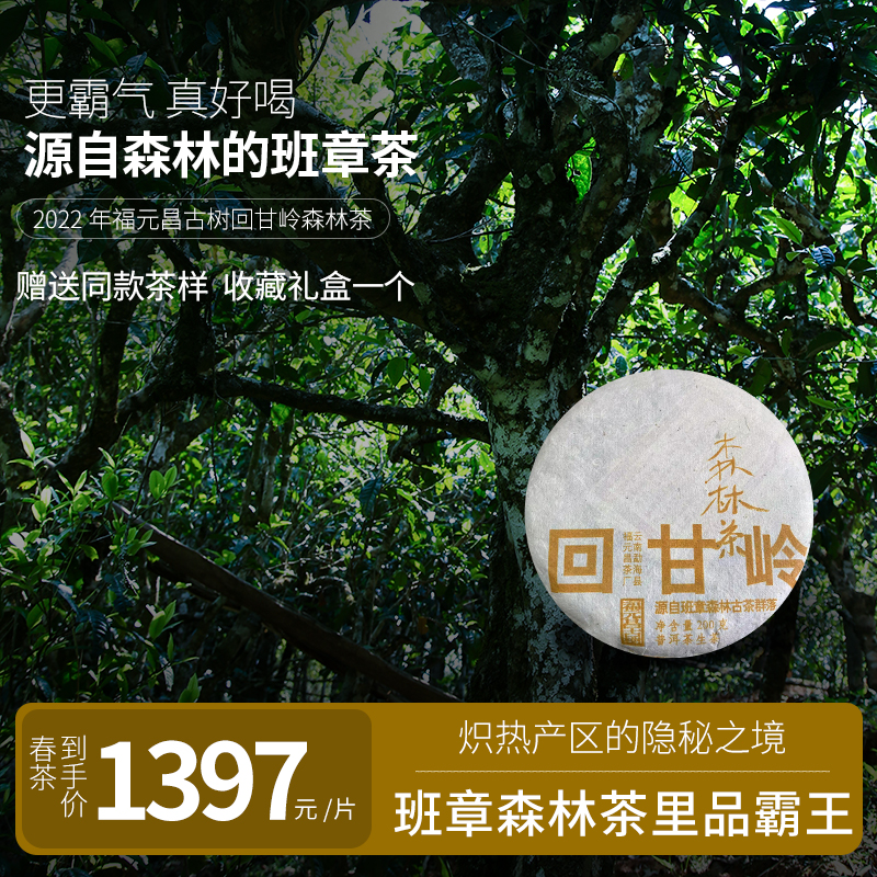 【福元昌古树】现货2022年森林茶系列回甘岭古树200g生饼