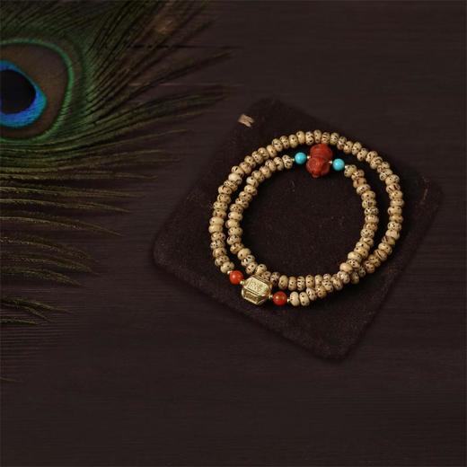 星月菩提双圈手串 配雕刻南红金刚杵精致百搭双旦节礼物 醍醐原创国庆饰品 商品图1