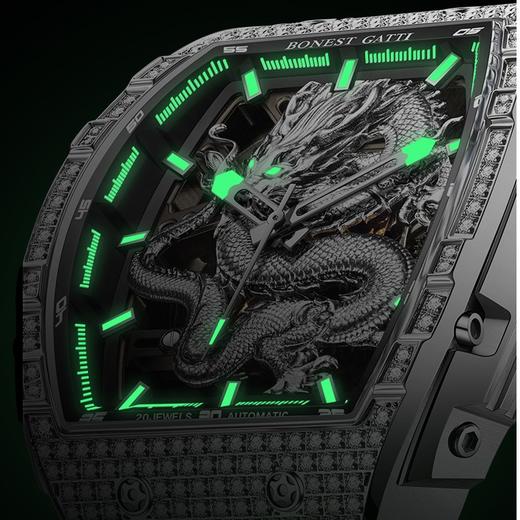 BONEST GATTI/布加迪龙年限量立体浮雕银金龙霸气全自动机械表  JCZ 商品图1