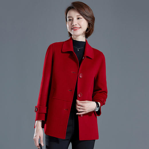 喜婆婆婚宴装礼服双面羊绒大衣小个子毛呢外套KQ-215115 商品图0