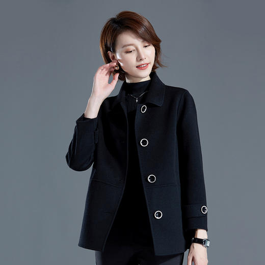 喜婆婆婚宴装礼服双面羊绒大衣小个子毛呢外套KQ-215115 商品图1