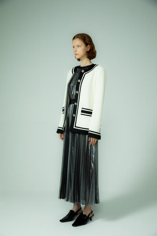 撞色圆领中长小香外套 商品图1