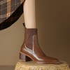 牛皮粗跟短靴，女秋季女靴英伦风马丁靴粗跟中跟裸靴复古女鞋DTN-X906-5 商品缩略图5