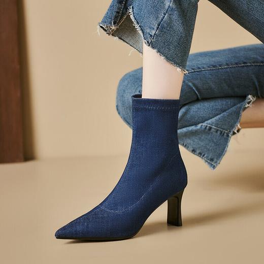 秋冬新款，韩版气质细跟绒面弹力瘦瘦靴简约通勤高跟短靴YSX7057【预售5天】 商品图0