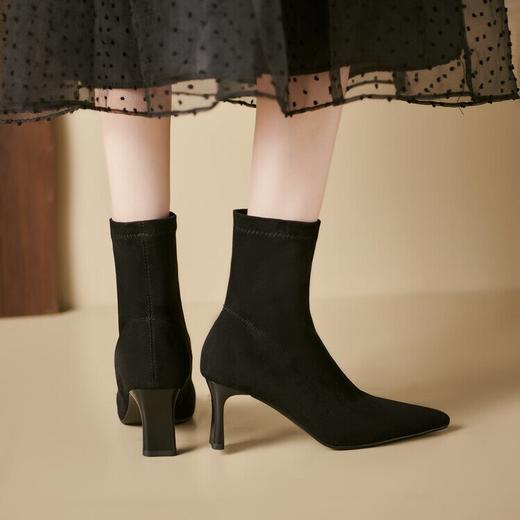 秋冬新款，韩版气质细跟绒面弹力瘦瘦靴简约通勤高跟短靴YSX7057【预售5天】 商品图6