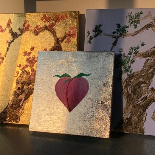 艺术家手绘画作 寿桃系列 金箔银箔 商品图11