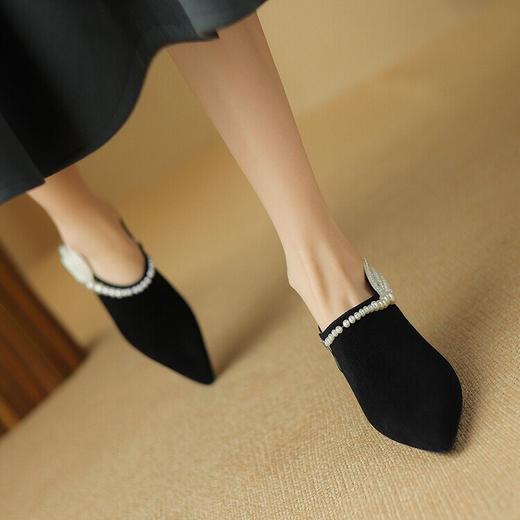 法式优雅，小众设计高级感珍珠尖头单鞋裸靴DB-M5775【预售5天】 商品图3