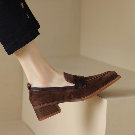 舒适百搭，通勤头层羊皮+羊翻皮低跟小皮鞋XCC190 商品图10