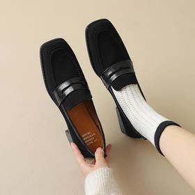 舒适百搭，通勤头层羊皮+羊翻皮低跟小皮鞋XCC190