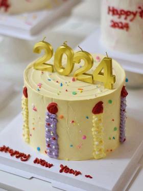 【2024新年蛋糕】氛围手绘蜡烛蛋糕