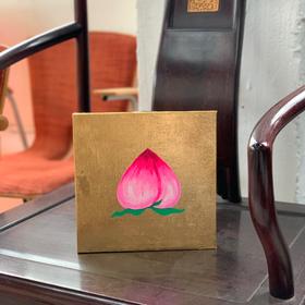 艺术家手绘画作 寿桃系列 金箔银箔