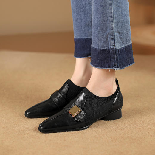 春季新款，时尚简约通勤拼接真皮小皮鞋GLS820 商品图2