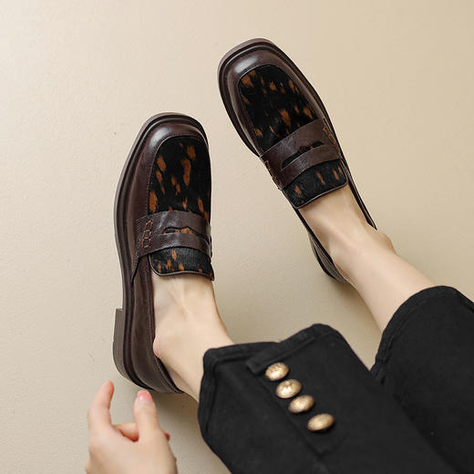 优雅个性，头层羊皮+马毛低跟乐福鞋XCC196 商品图9