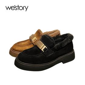 westory2024年春季新款厚底羊羔毛内底保暖防滑气质深口鞋女鞋W24AM57521