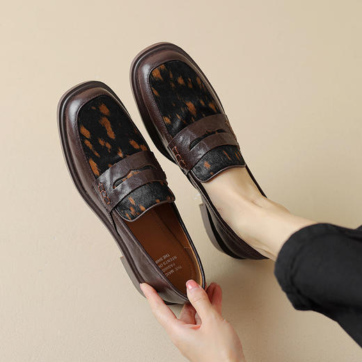 优雅个性，头层羊皮+马毛低跟乐福鞋XCC196 商品图7