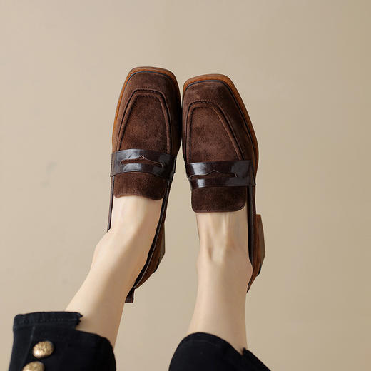 舒适百搭，通勤头层羊皮+羊翻皮低跟小皮鞋XCC190 商品图9