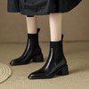 牛皮粗跟短靴，女秋季女靴英伦风马丁靴粗跟中跟裸靴复古女鞋DTN-X906-5 商品缩略图1