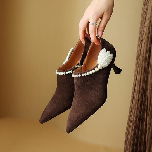 法式优雅，小众设计高级感珍珠尖头单鞋裸靴DB-M5775【预售5天】 商品图2