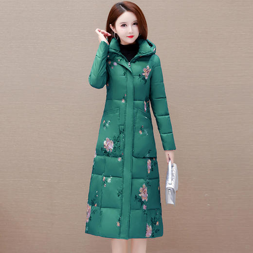 气质绣花长款棉衣冬款时尚修身保暖中老年棉服外套QYM-WPDY-HD23B61 商品图2