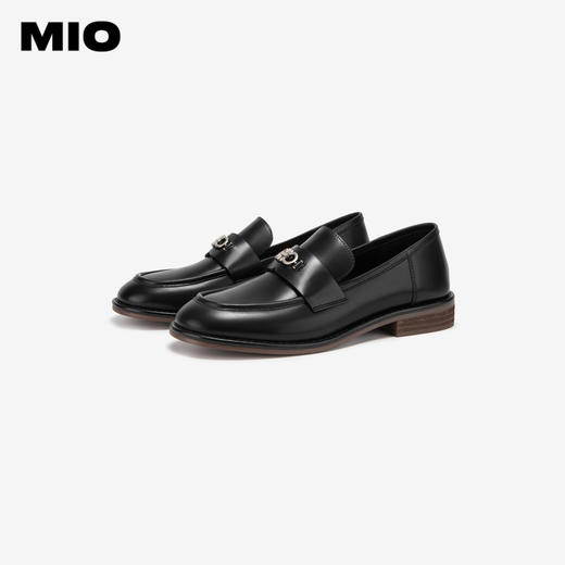 MIO米奥春季纯色低跟乐福鞋金属饰扣复古时尚质感单鞋女鞋M241539092 商品图3
