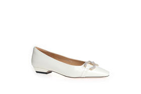 豪麟名鞋奥莱迪嘉女鞋平底鞋牛移膜革DJYYA41WP004白色  原价1660元