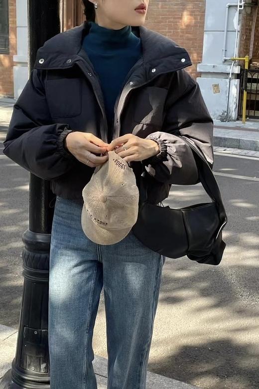 LNNNS 黑色翻领单排扣棉服外套 17699 商品图1