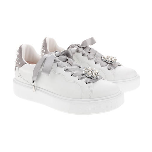 sheme明星同款蝶中漫步系列水晶点缀丝带花朵可拆卸趣味男女同款运动休闲鞋可定制 商品图5