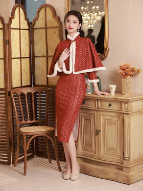 2023冬款新款披肩旗袍