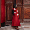 绽放008朵/【年服系列】高领亚麻棉黑红拼色双层宽松棉麻连衣裙 商品缩略图0
