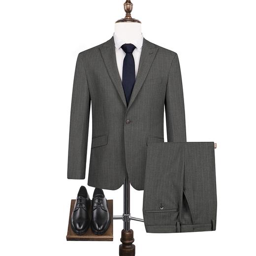 【条纹提花】柒牌西服套装男2024春季新款商务绅士戗驳领结婚礼服	126C70710 商品图4