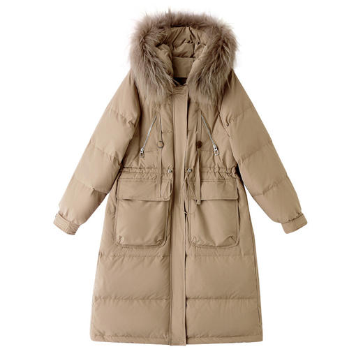 加厚宽松休闲过膝貉子毛可拆卸长款羽绒服HR-WL86269 商品图4